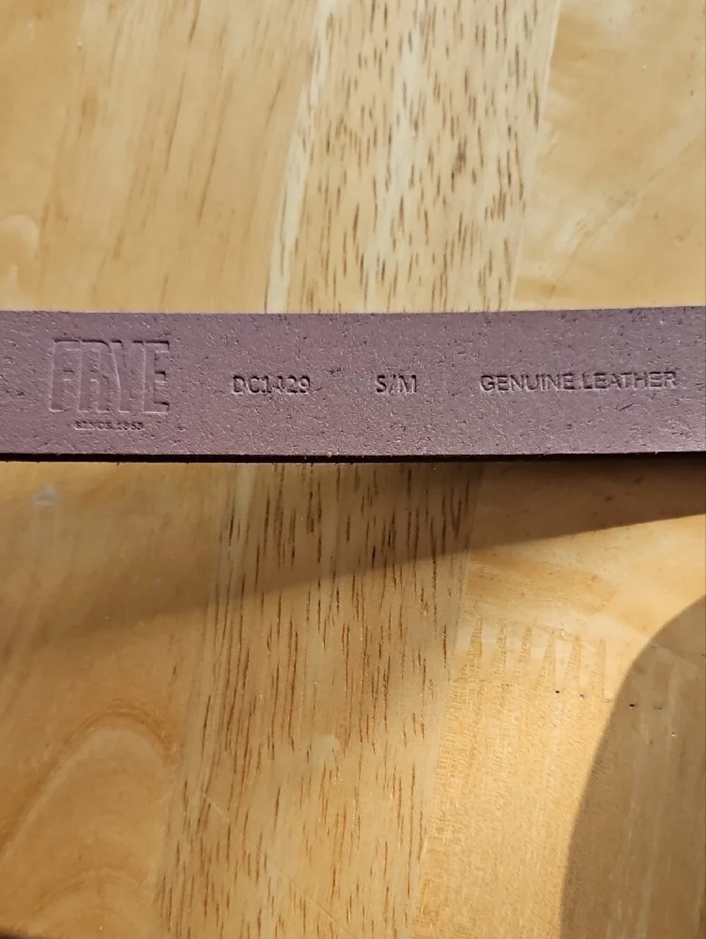 Frye Chestnut Leather Belt with Brass Buckle 1